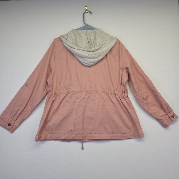 Torrid Jacket Womens 0 or L Pink Coastal Utility Hooded Casual Layering Sporty - Picture 9 of 16